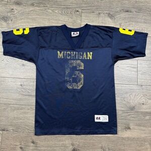 Vintage‎ Logo Athletic Michigan Wolverines Football Jersey Youth XL Blue #6